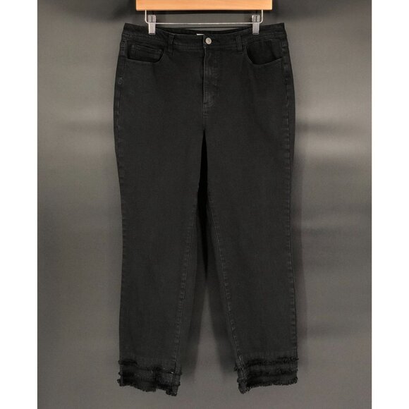 John Mark Denim - John Mark Women's Cropped Fringed Frayed Hem Jeans Size 14 Black Denim